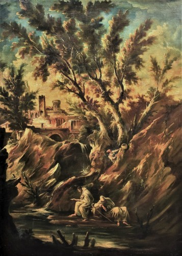 Paysage fantastique - attribué à Alessandro Magnasco - (1667 - 1749) - Tableaux et dessins Style Louis XIV